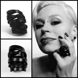 Black leather ring. Modern Statement piece. Unisex